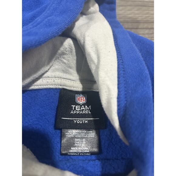 NFL Team Apparel Los Angeles Rams Logo Blue Hooded Sweatshirt Youth Small - Picture 3 of 6